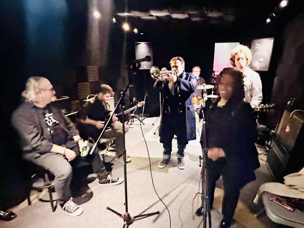 Band rehearsing inside Gramercy Rehearsal Studios